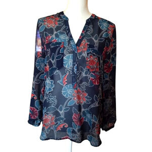 Gap Floral Sheer Long Sleeve Blouse